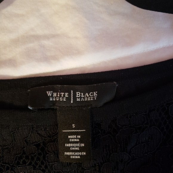 While House Black Market 3/4 Sleeve Black Knit Lace/Beaded Sweater Small Mint - Picture 3 of 5